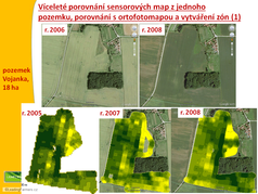 Víceleté porovnání sensorových map z jednoho pozemku, porovnání s ortofotomapou a vytváření zón (1) (zobrazeno 93x)