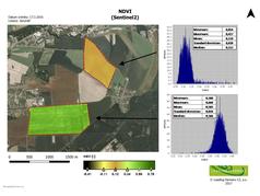 Mapa indexu NDVI ze satelitu Sentinel 2 (zobrazeno 133x)